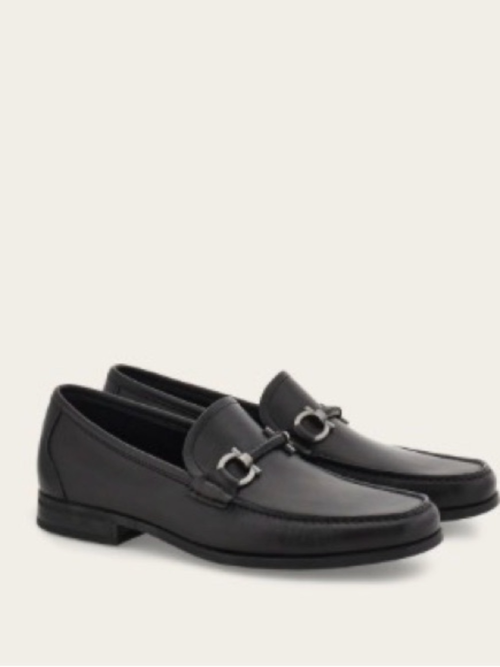 Salvatore Ferragamo Black Leather Gancini Ornament Loafer Size 9.5 D-NIB